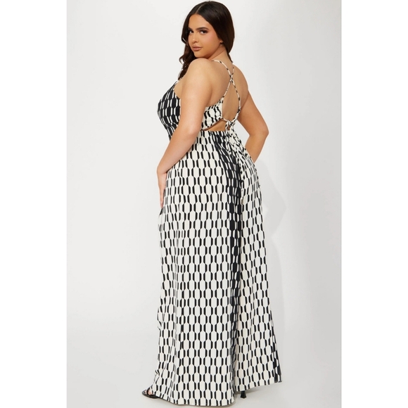 Fashion Nova | Krisha Satin Jumpsuit - White/Black - Picture 3 of 3